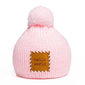 Pink 'Hello World' Pom Beanie for Kids